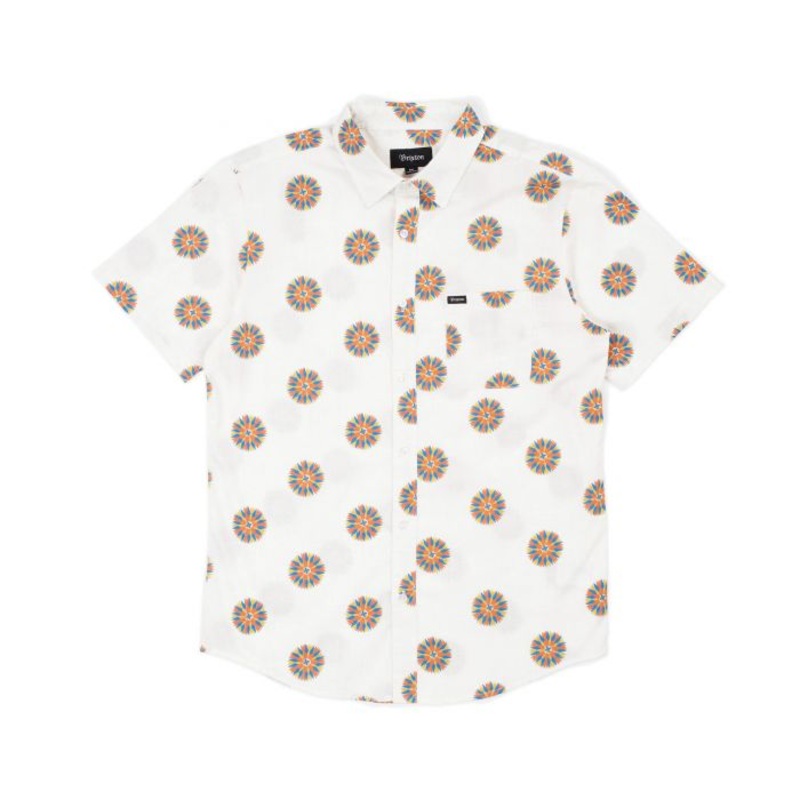 Brixton Charter Print S/S Woven Shirt – Off White/Autumn