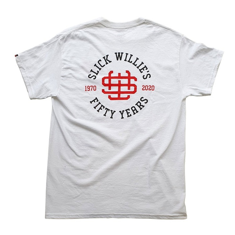 Slick Willie’s 50th Anniversary T Shirt – White