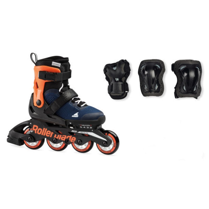 Rollerblade Microblade Adjustable Kids Skates Combo Pack – Blue/Orange
