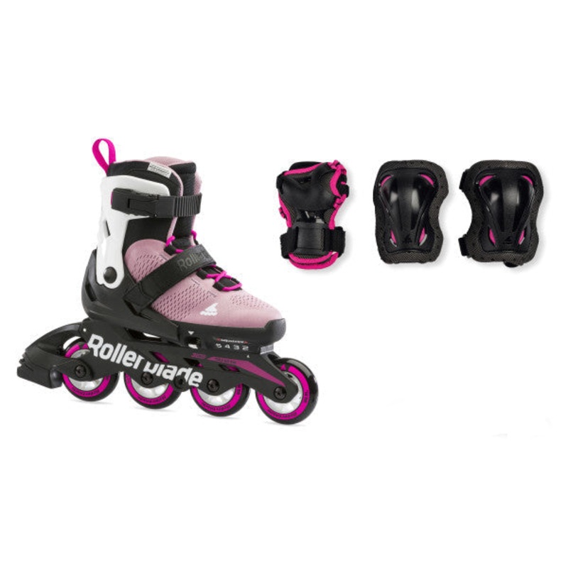 Rollerblade Microblade Adjustable Kids Skates Combo Pack – Pink/White