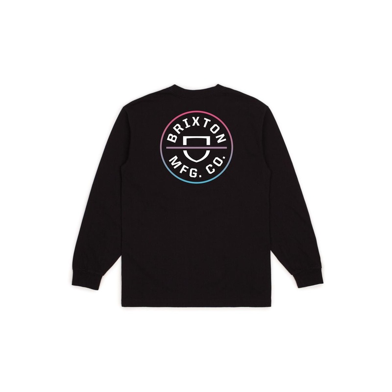 Brixton Crest Standard Long Sleeve T – Black/Light Blue/Pink