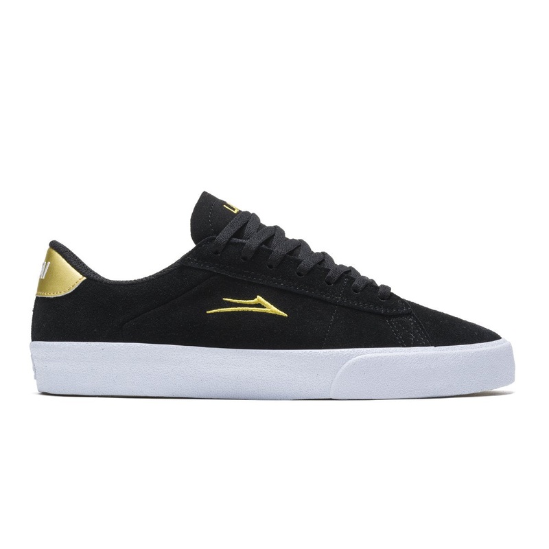 Lakai Newport Skate Shoes – Black/Gold Suede