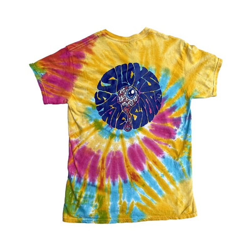 Slick’s Skate Store Eyeball T-Shirt – Yellow Tie Dye