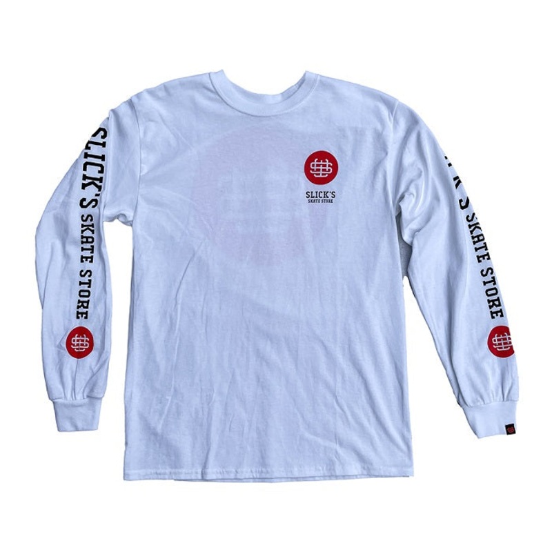 Slick’s Skate Store Monogram Long Sleeve T Shirt – White