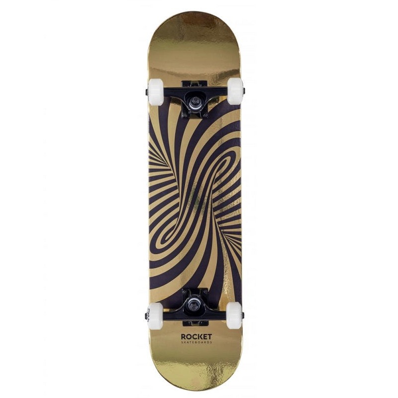 Rocket Twisted Foil Gold Skateboard – 7.5