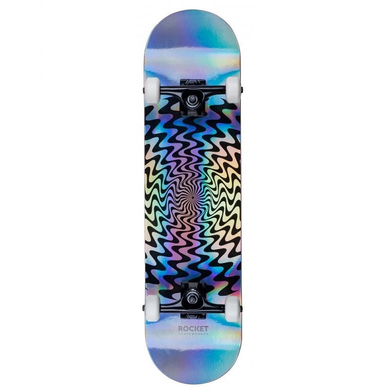 Rocket Warp Foil Silver Skateboard – 8.0