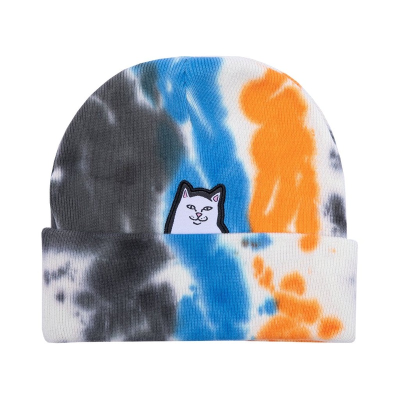 RIPNDIP Lord Nermal Beanie – Grey, Blue & Orange Tie Dye