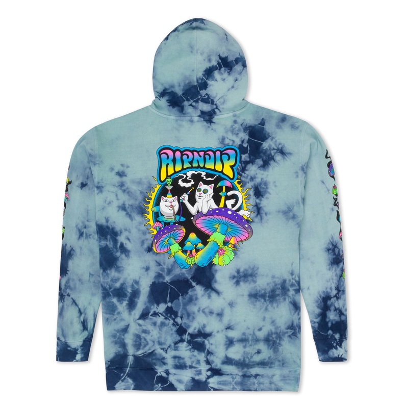 RIPNDIP Psychedelic Garden Hoodie – Navy Lightning Wash