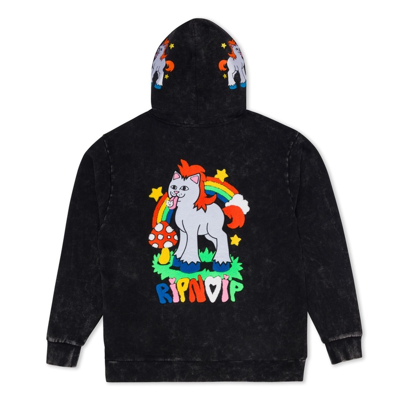RIPNDIP Taste The Rainbow Hoodie – Black Mineral Wash
