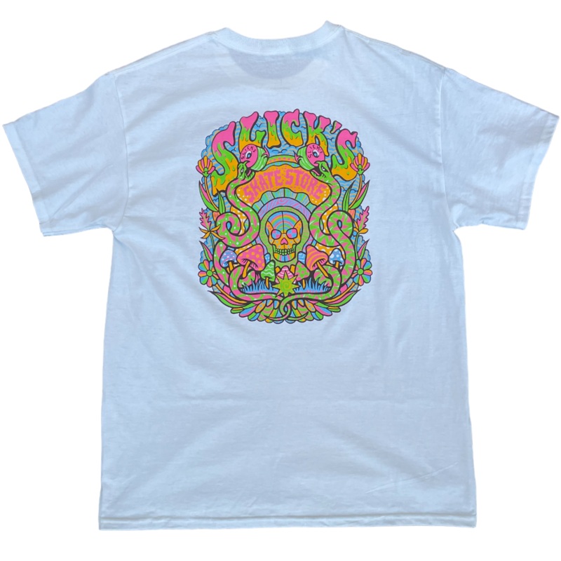 Slick’s Skate Store Dia De Muertos T-Shirt – White