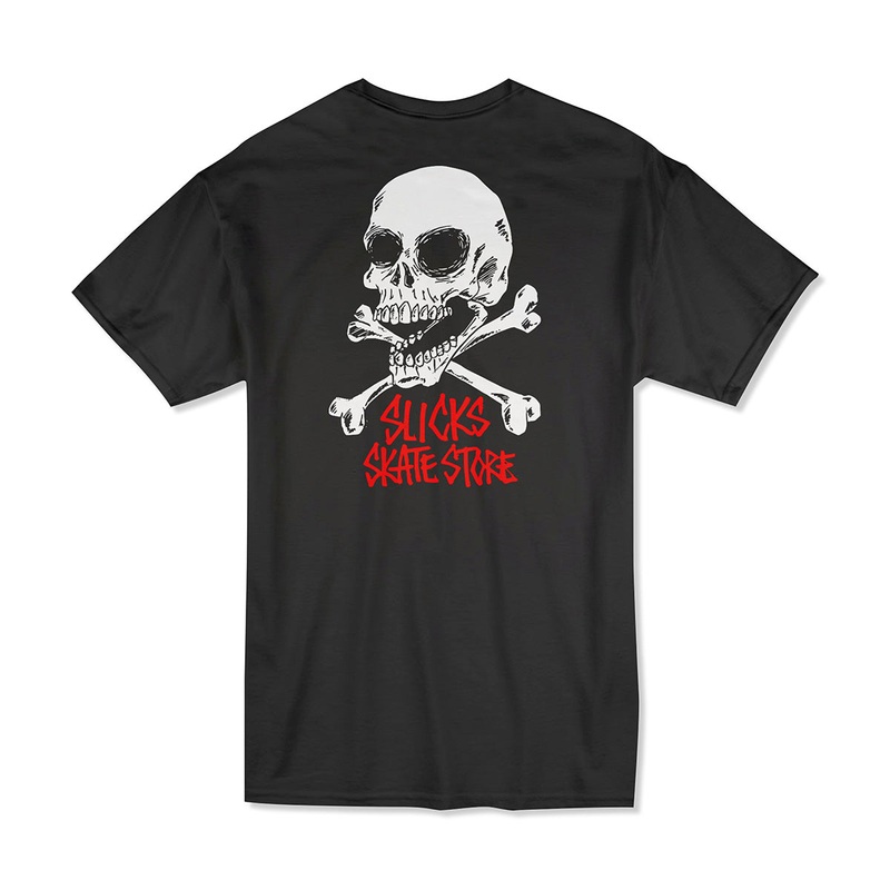 Slick’s Skate Store Fos Crossbones T-Shirt – Black