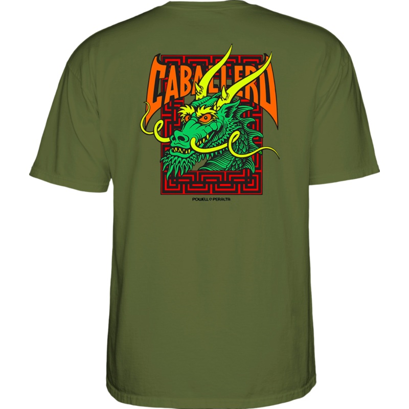 Powell Peralta Cab Street Dragon T Shirt – Military Green