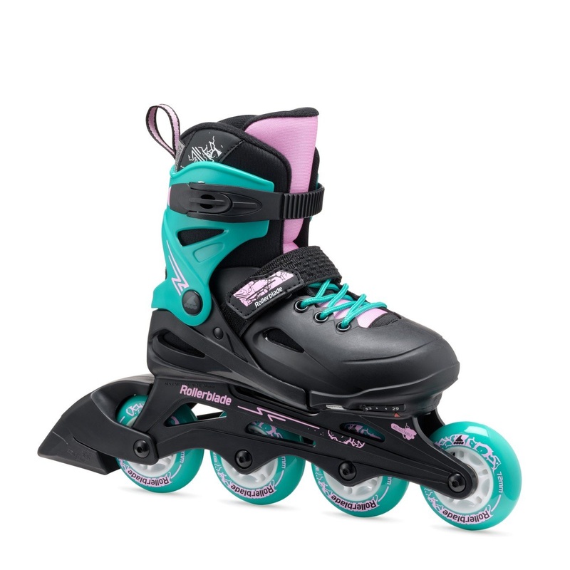 Rollerblade Fury Adjustable Kids Skates – Black/Sea Green