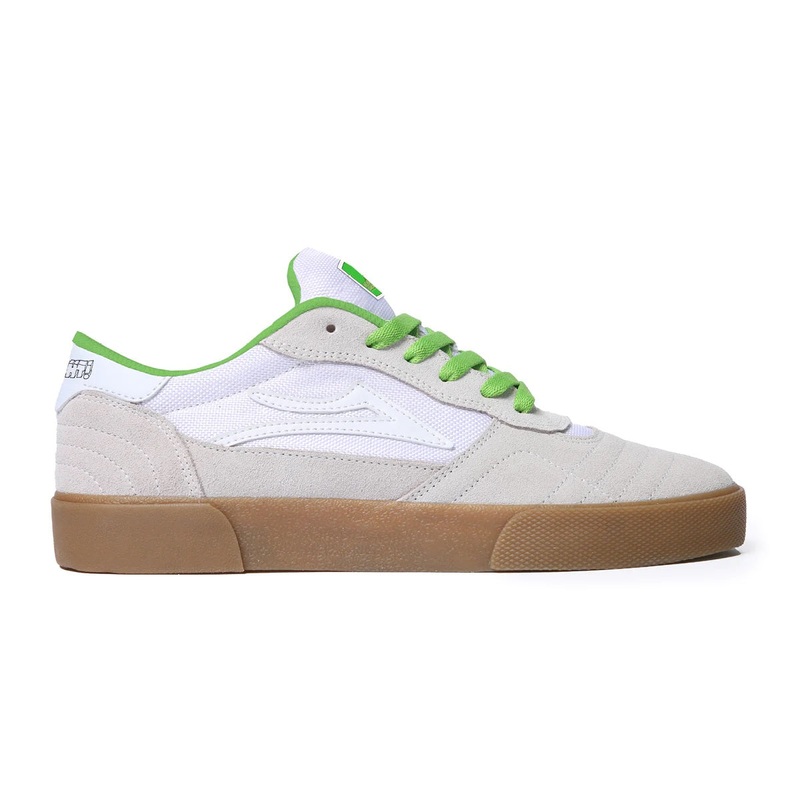 Lakai X Yeah Right Cambridge Skate Shoes – White/UV Green Suede