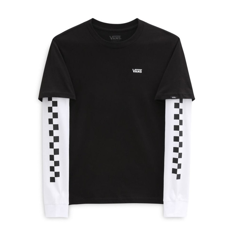 Vans Boys Long Check Twofer T-Shirt – Black