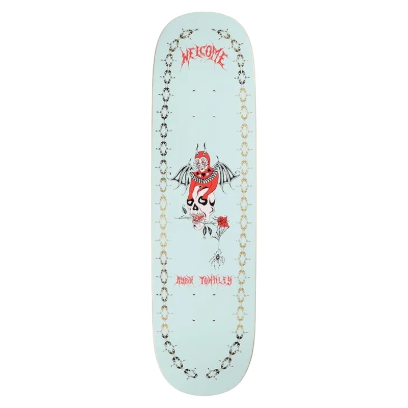 Welcome Angel Ryan Townley on Enera Teal/Gold Foil Skateboard Deck – 8.6