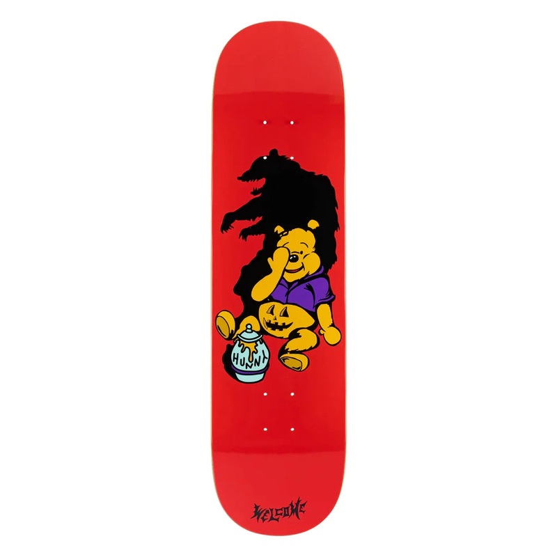 Welcome Hunny on Evil Twin Red Skateboard Deck – 8.25