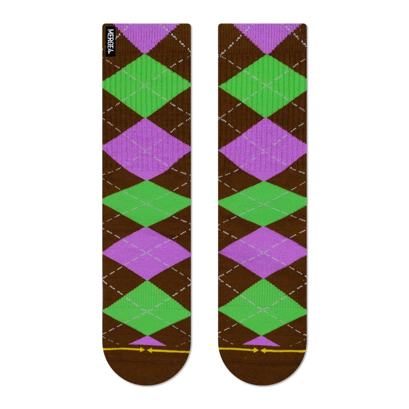 Merge4 Spidey Argyle Brown Classic Crew Socks