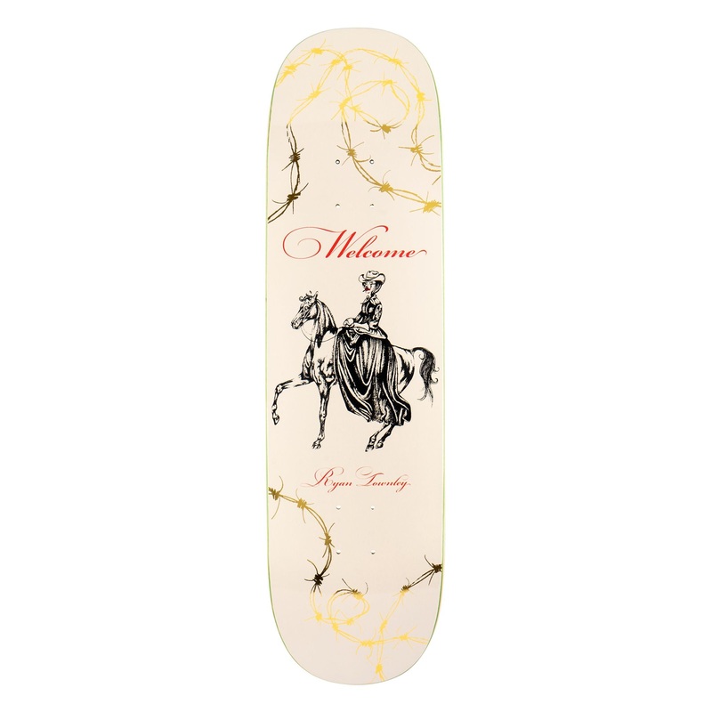 Welcome Cowgirl Ryan Townley on Enenra Bone/Gold Foil Skateboard Deck – 8.5