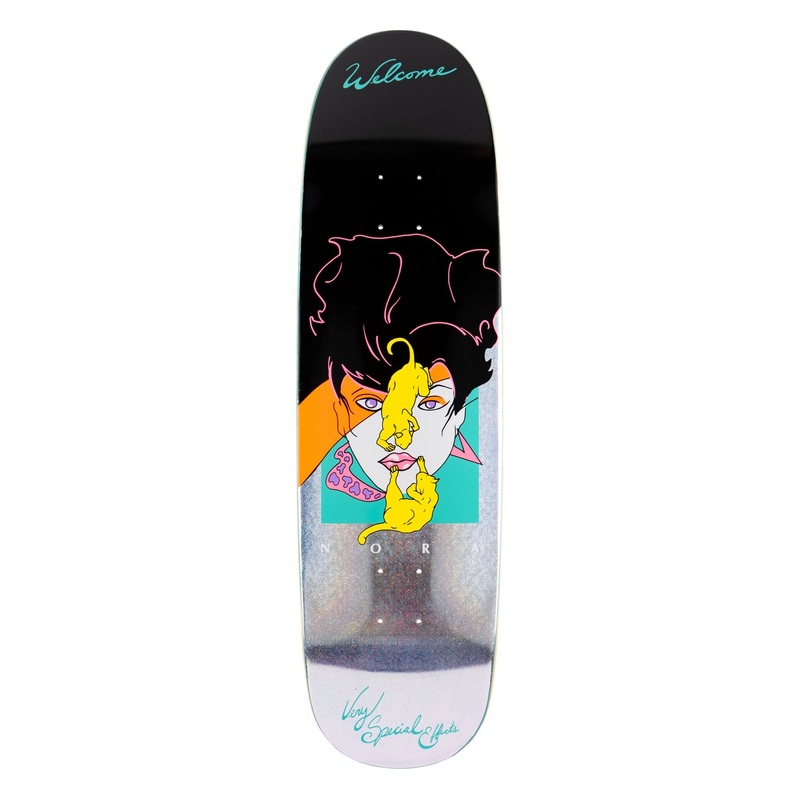 Welcome Special Effects Nora Pro Model on Sphynx Black/Glitter Foil Skateboard Deck – 8.8