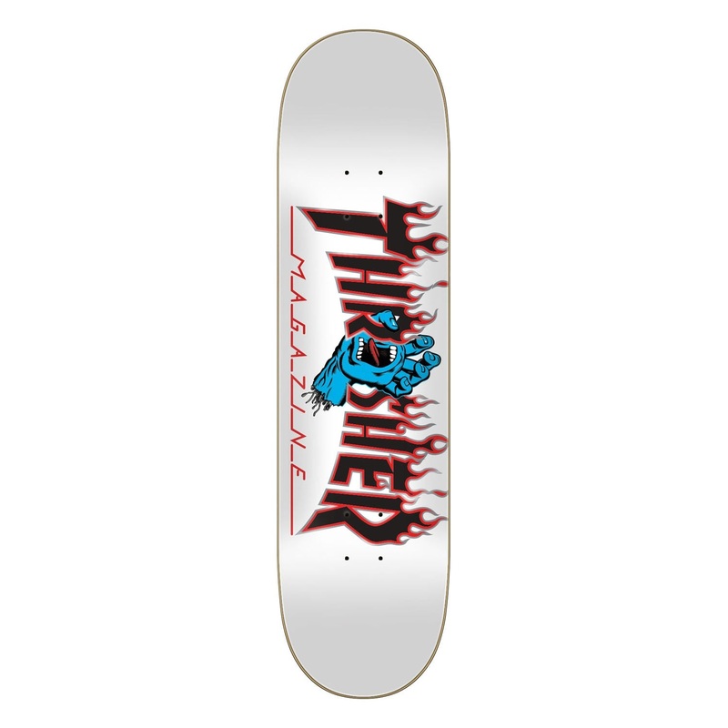 Santa Cruz X Thrasher Screaming Flame Logo White Skateboard Deck – 8.0