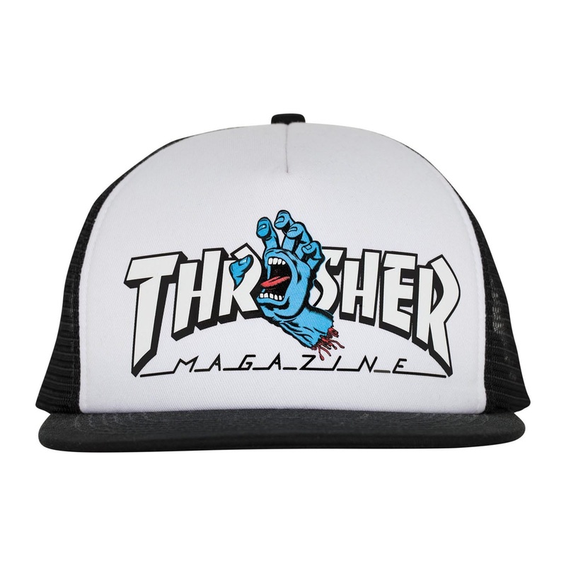 Santa Cruz X Thrasher Screaming Logo Trucker Cap – White/Black