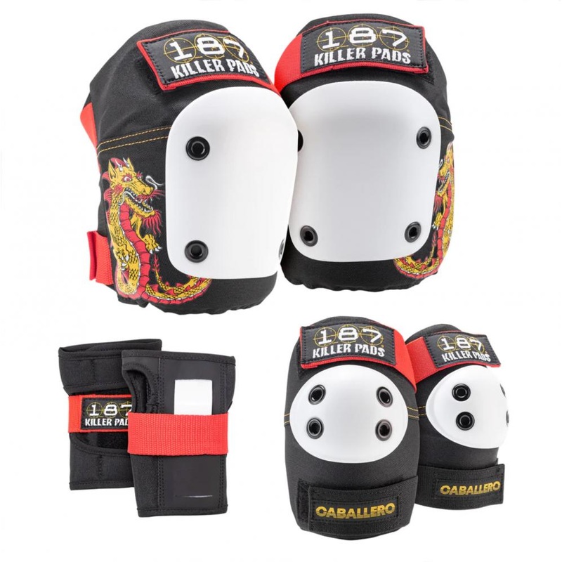 187 Killer Pads Junior Six Pack Set Caballero – Black/Red/Gold