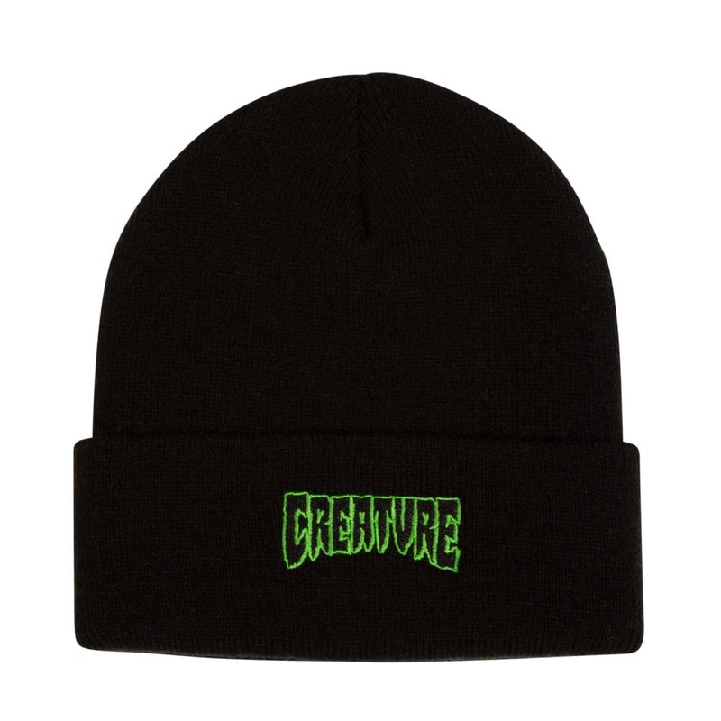 Creature Logo Outline Long Shoreman Beanie – Black