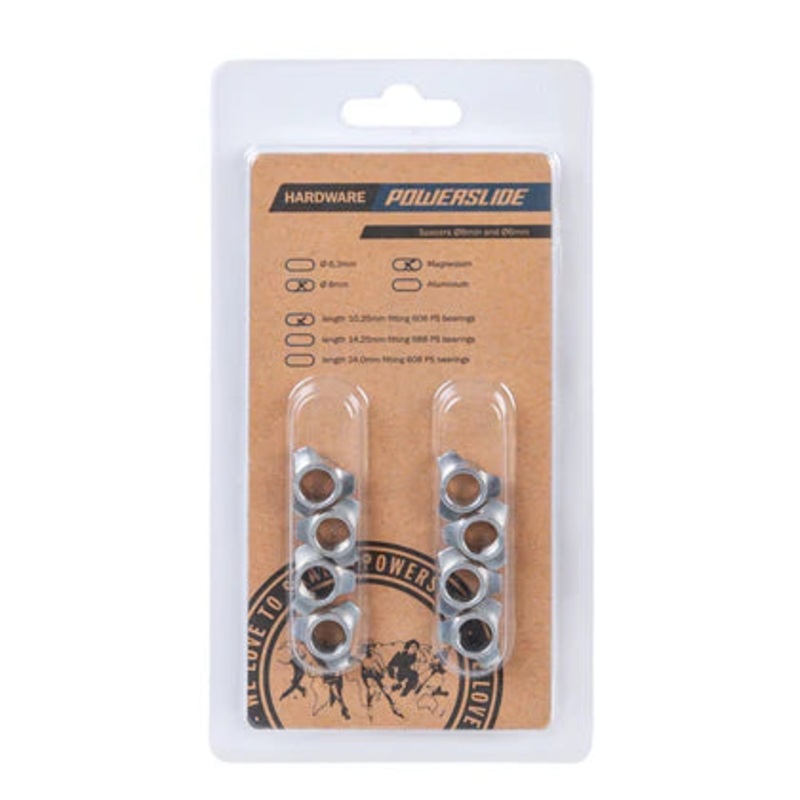 Powerslide Magnesium Spacers 8mm 608 – 8 Pack