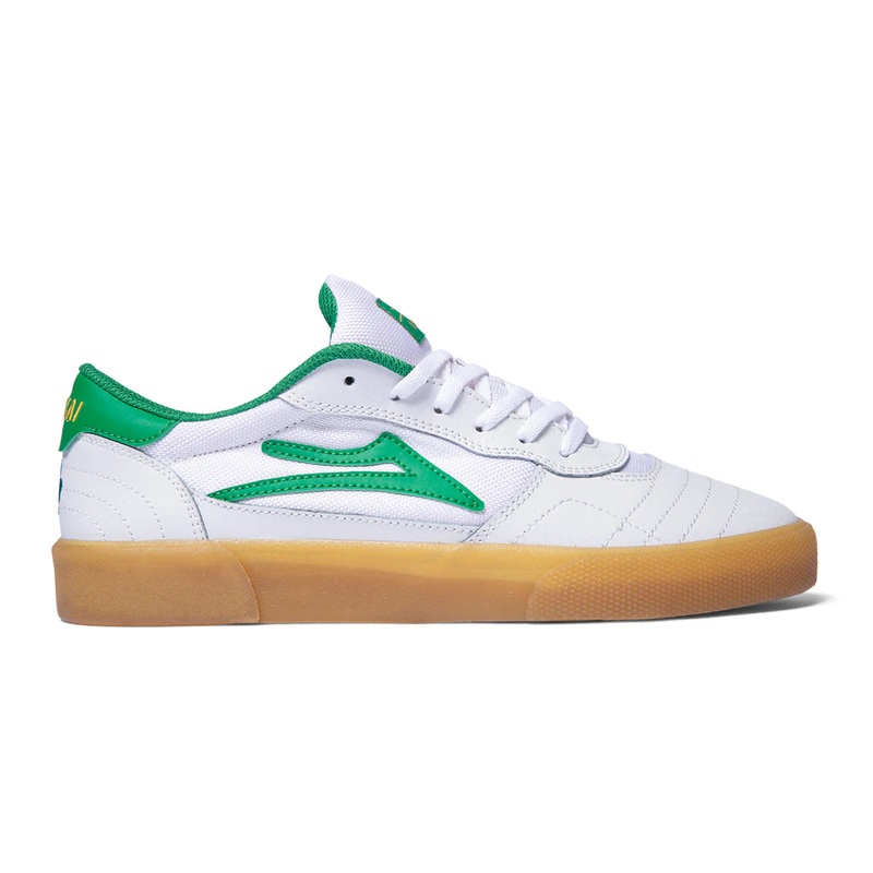 Lakai Cambridge Skate Shoes – White Leather/Green