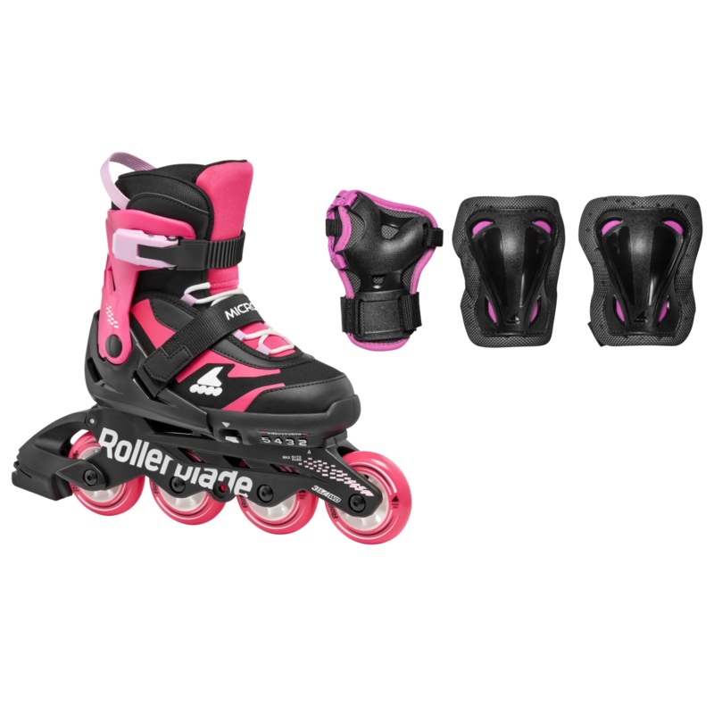 Rollerblade Microblade 2025 Kids Skates Combo Pack – Black/Pink