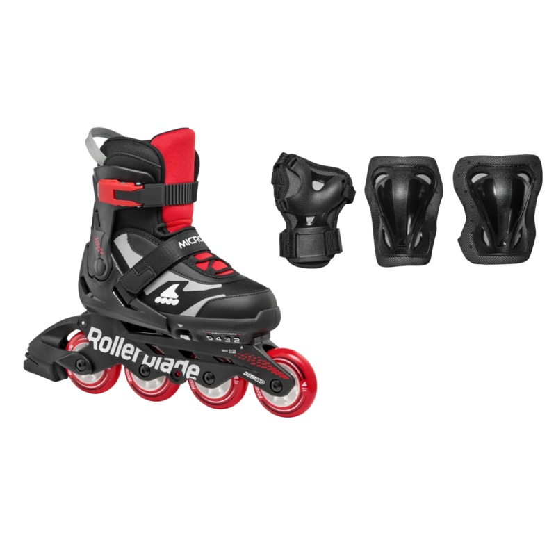 Rollerblade Microblade 2025 Kids Skates Combo Pack – Black/Red