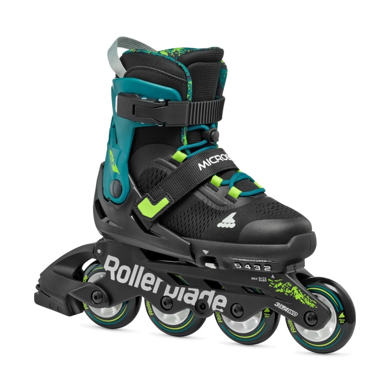 Rollerblade Microblade XT Adjustable Kids Skates – Black/Petrol Green
