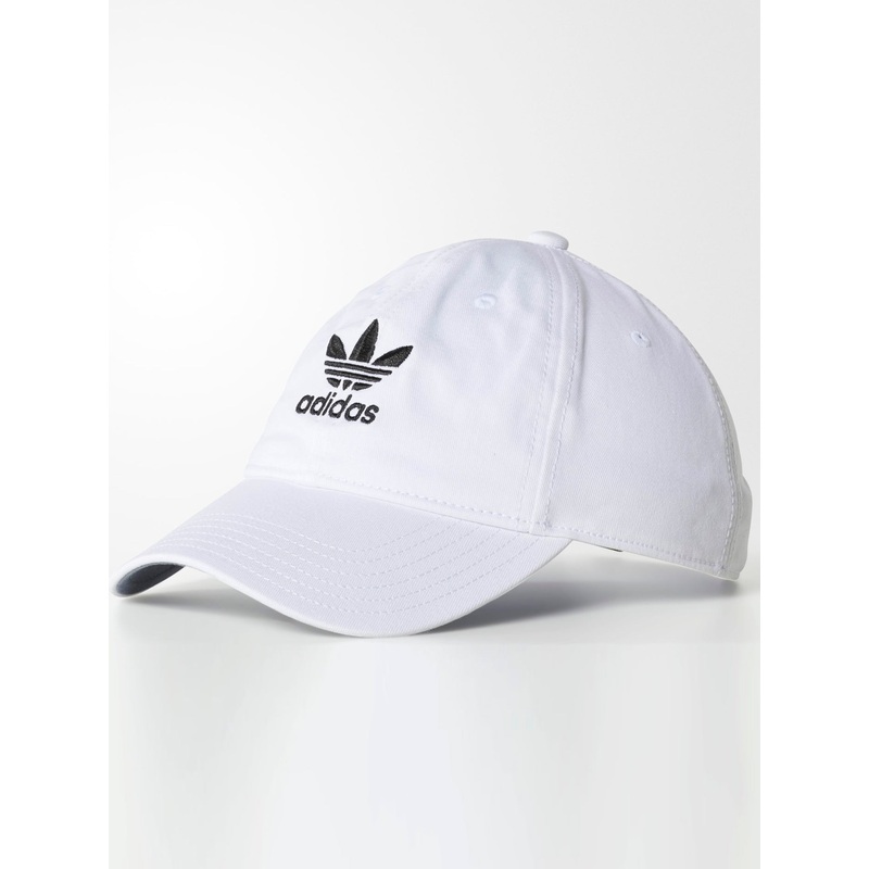 Relaxed Strapback Hat|O/S|WHITE/BLACK