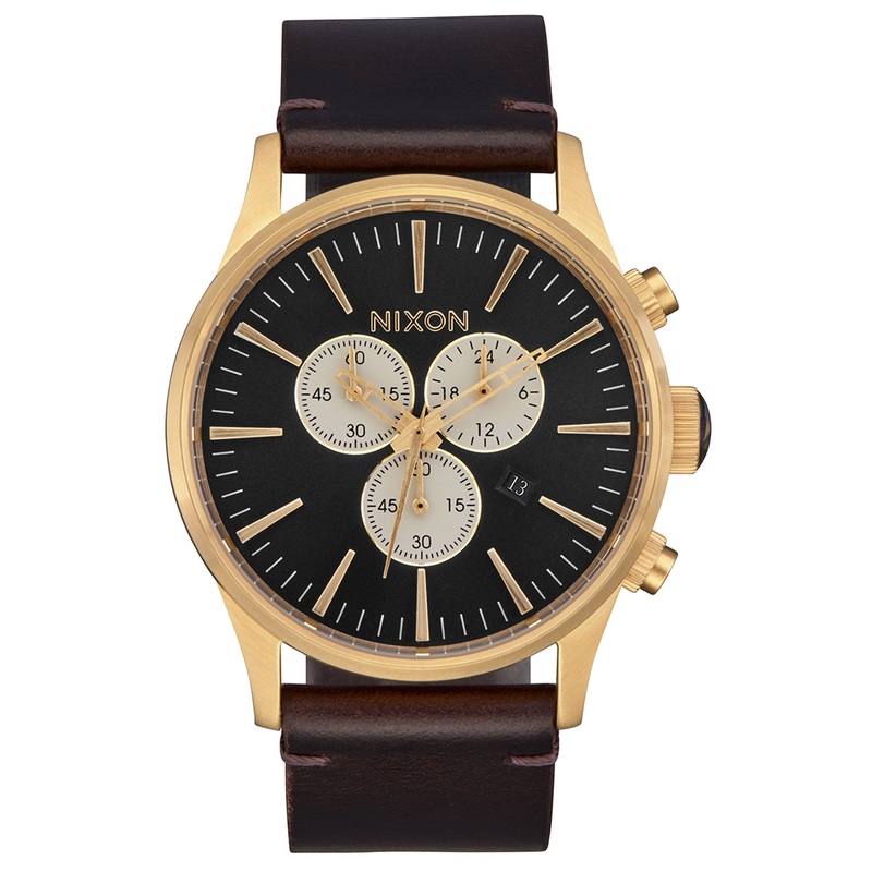 Sentry Chrono Leather Watch|O/S|GOLD/INDIGO/BROWN (5033)