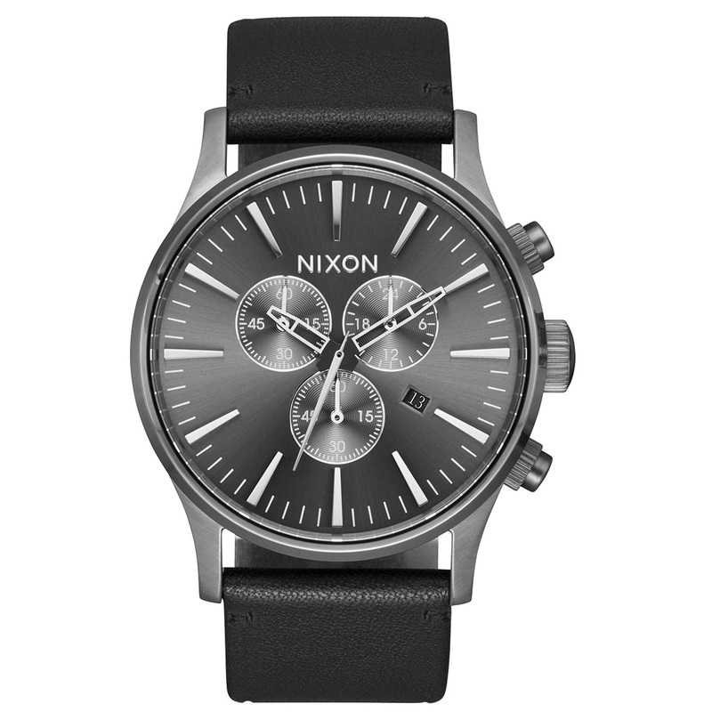 Sentry Chrono Leather Watch|O/S|GUNMETAL/BLACK (680)