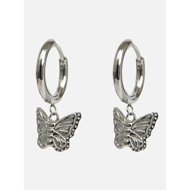 Anneaux Breloque Papillon Argent Earrings