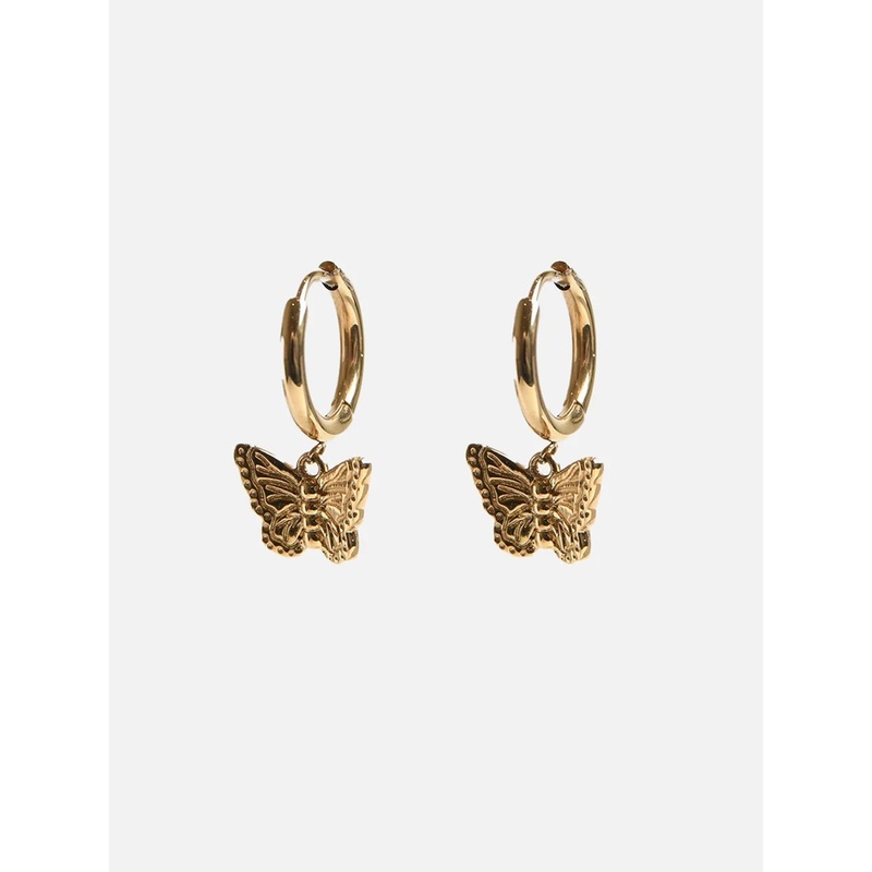 Anneaux Breloque Papillon Or Earrings