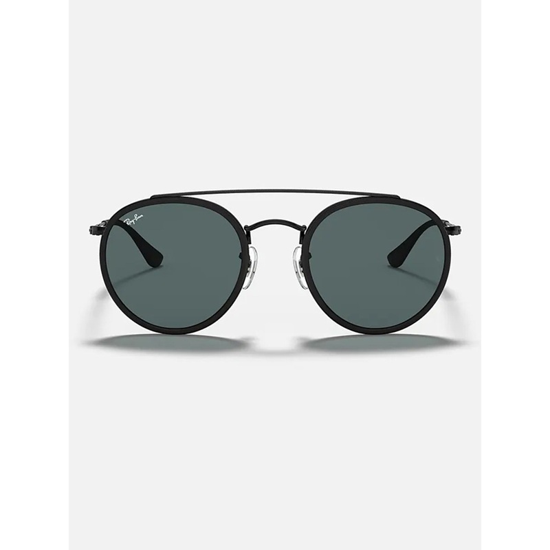 Round Double Bridge Black/Blue Grey Sunglasses