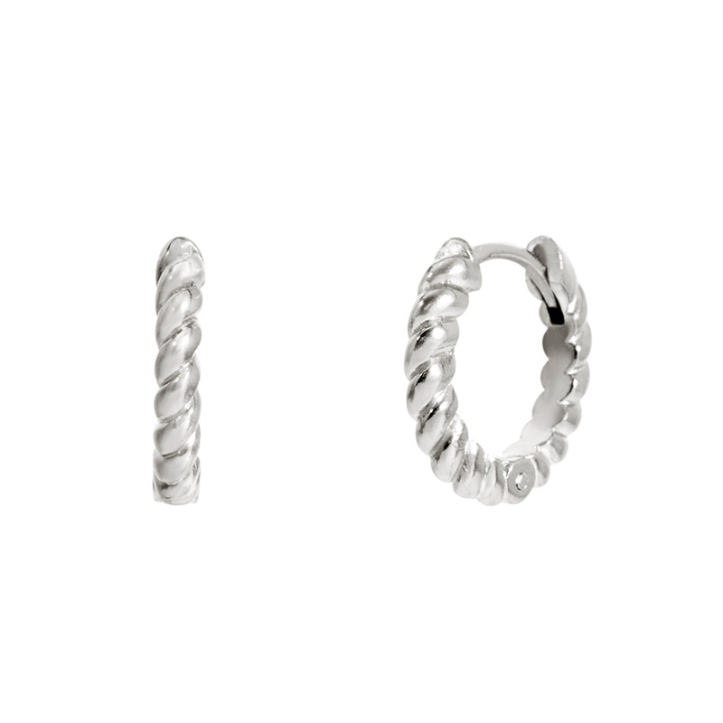 Braided Huggies Earrings In Silver