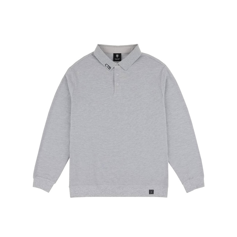 Solid AF Long Sleeve Polo|SM|MED|LRG|XL|XXL|HEATHER GREY|WHITE|BLACK