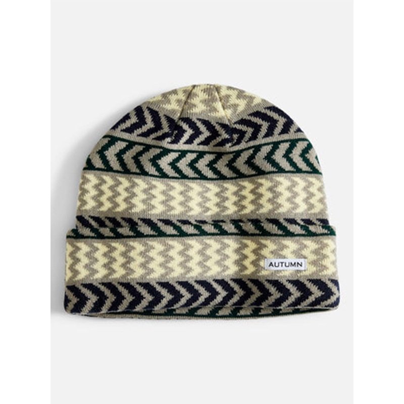 Chevron Beanie|O/S|GREY|KHAKI|EGGPLANT