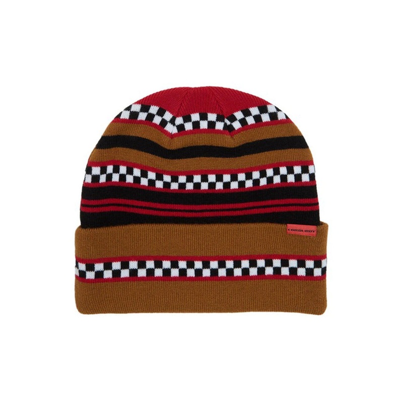 Checkstripe Beanie|O/S|NUTMEG|STONE GREY