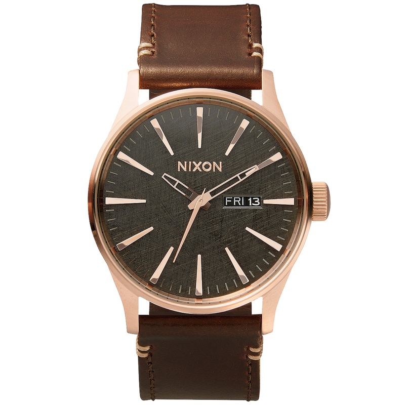 Sentry Leather Rose Gold/Gunmetal/Brown Watch
