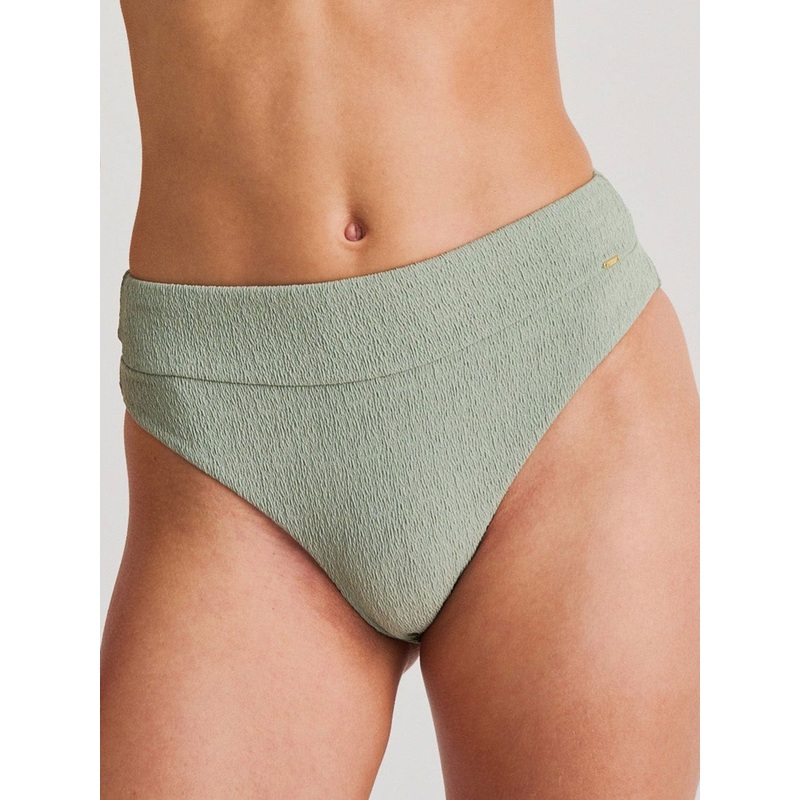 Iceberg Green Extra High Leg Retro Wide Bikini Bottom
