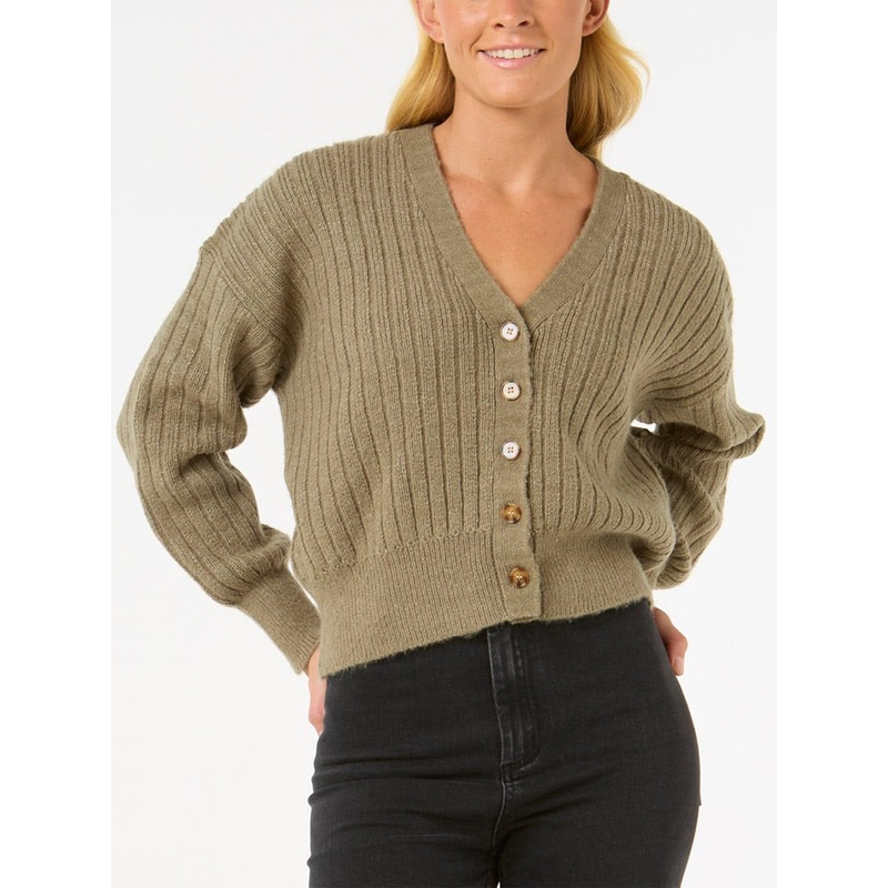 Afterglow Cardigan|SM|MED|LRG|OLIVE (0058)|LIGHT GREY HEATHER (3233)