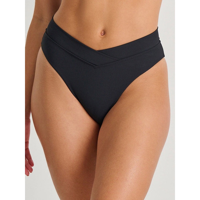 Recycled Rib High Leg Overlap Bikini Bottom