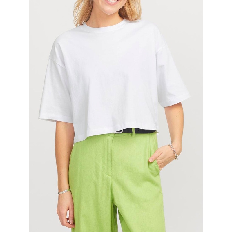 Andrea Loose Crop T-Shirt|LRG|MED|SM|XS|BLACK|BRIGHT WHITE