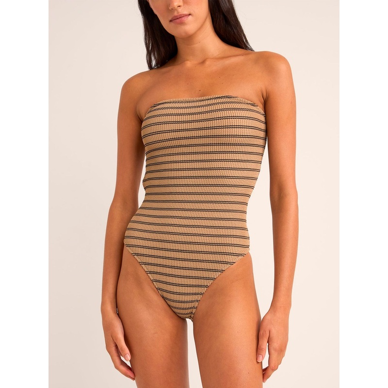 Sol Stripe Strapless One Piece Swimsuit
