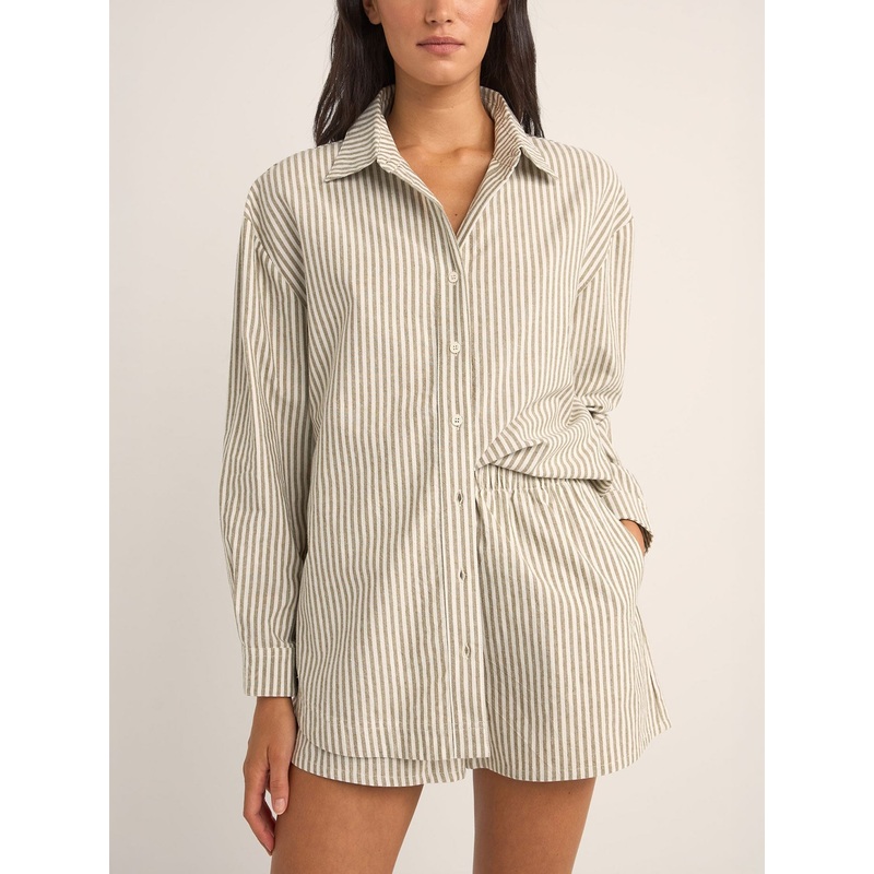 Valley Stripe Oversized Long Sleeve Buttondown Shirt